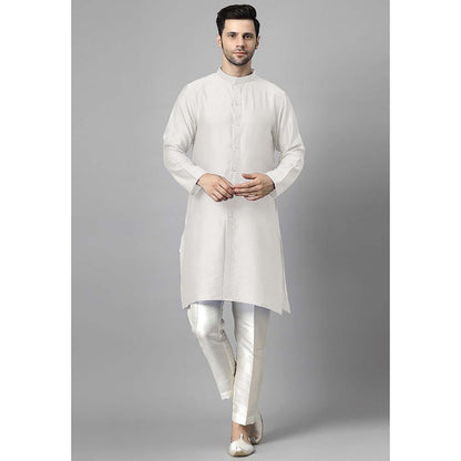 UTSAV FASHION Men High Slit Raw Silk Kurta and Pant