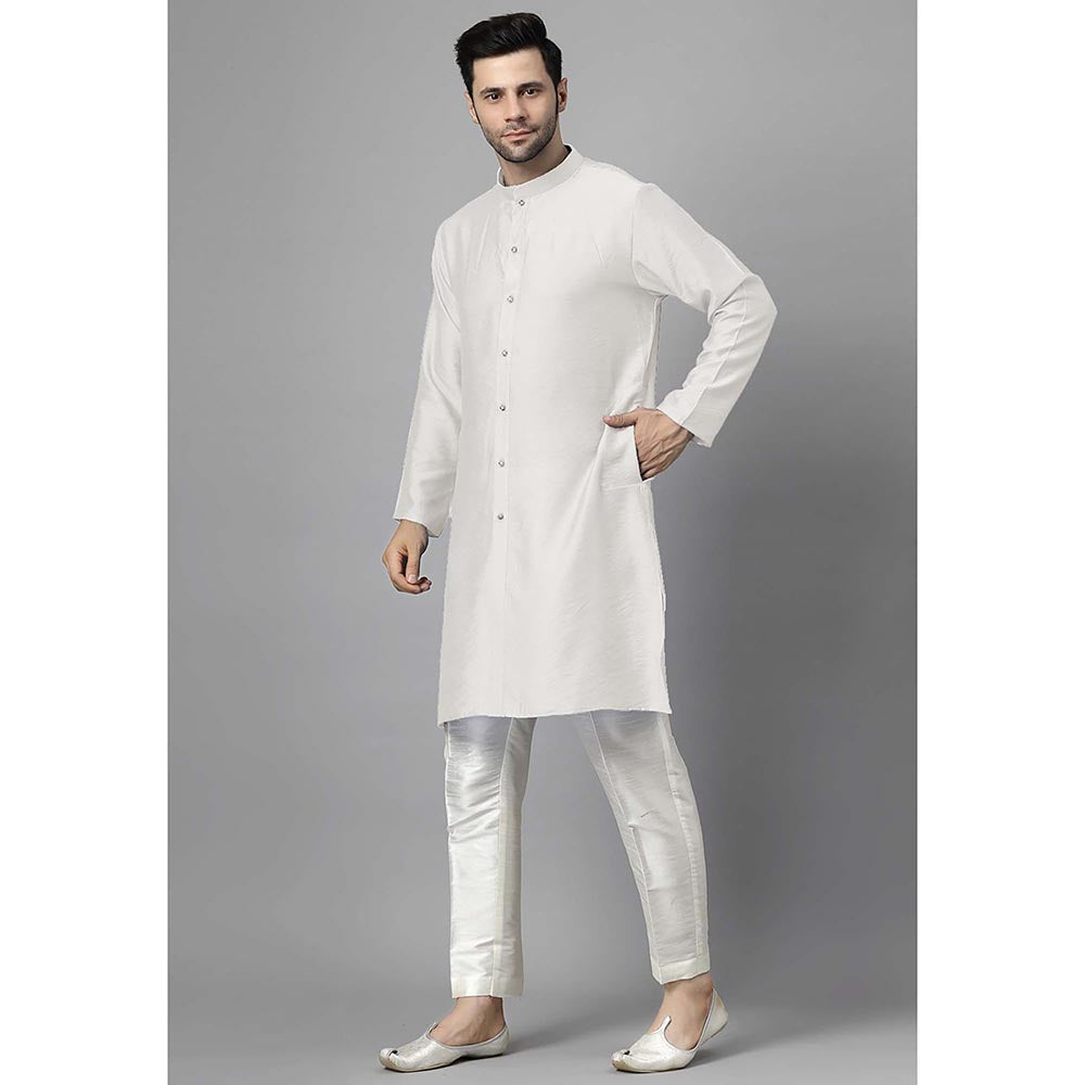 UTSAV FASHION Men High Slit Raw Silk Kurta and Pant