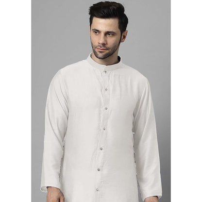 UTSAV FASHION Men High Slit Raw Silk Kurta and Pant