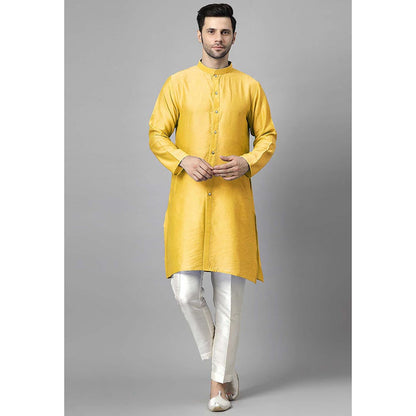 UTSAV FASHION Men High Slit Raw Silk Kurta and Pant