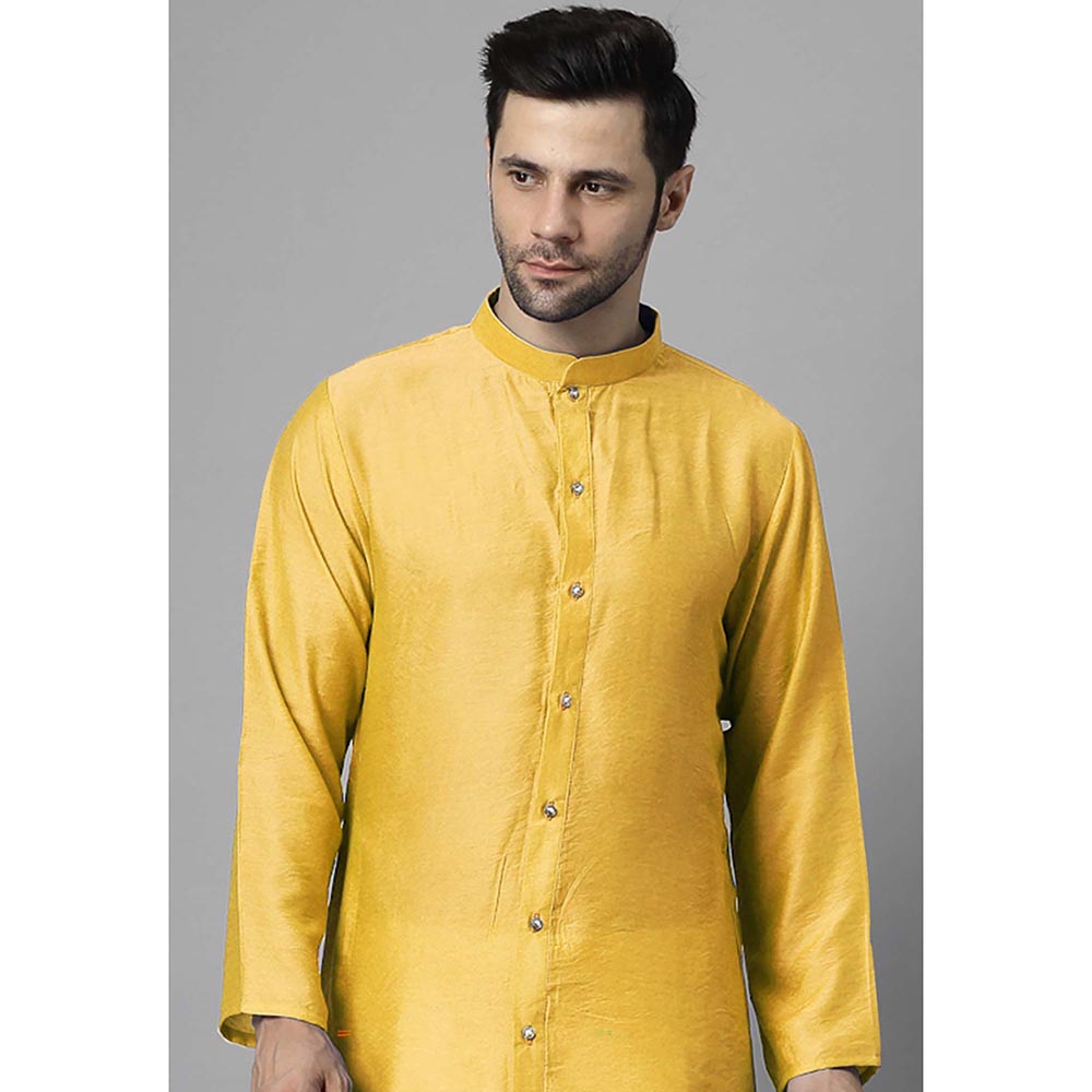 UTSAV FASHION Men High Slit Raw Silk Kurta and Pant