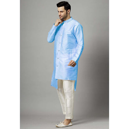 UTSAV FASHION Men Blue Silk Straight Kurta and Pant