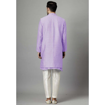 UTSAV FASHION Purple Dupion Silk Straight Kurta and Pant with Jacket