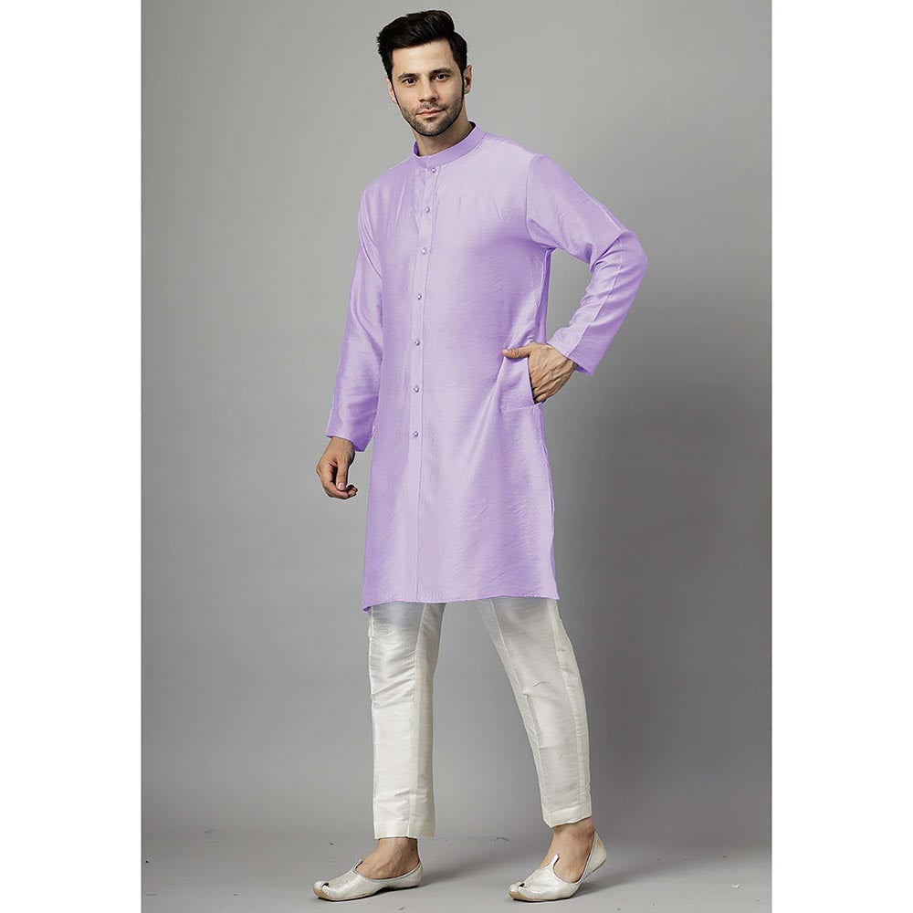 UTSAV FASHION Purple Dupion Silk Straight Kurta and Pant with Jacket