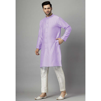 UTSAV FASHION Purple Dupion Silk Straight Kurta and Pant with Jacket