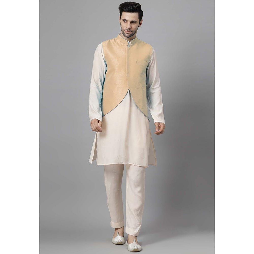 UTSAV FASHION Men Beige Kurta Pant with Jacket