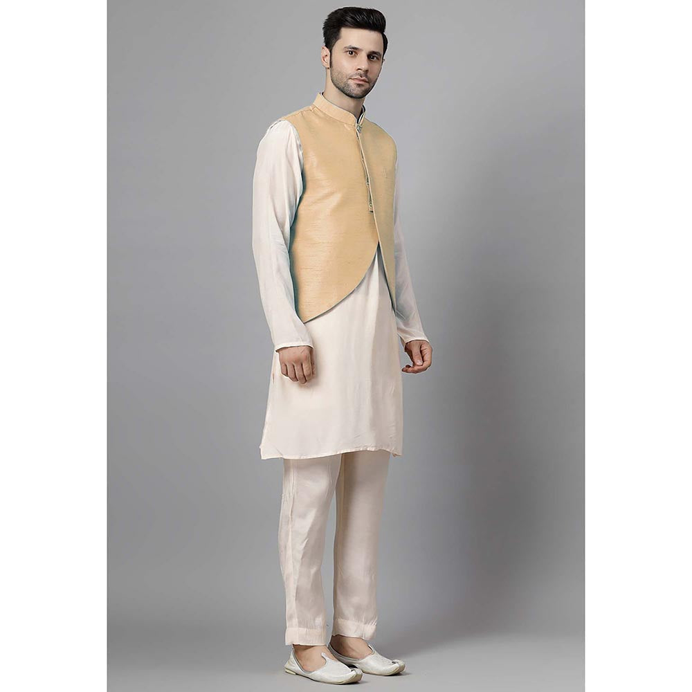 UTSAV FASHION Men Beige Kurta Pant with Jacket