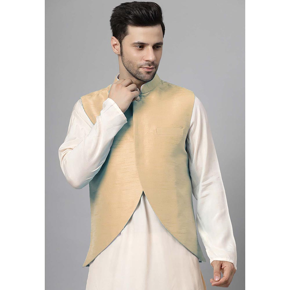 UTSAV FASHION Men Beige Kurta Pant with Jacket