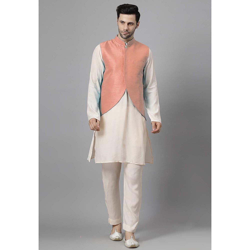UTSAV FASHION Men Peach Kurta Pant with Jacket