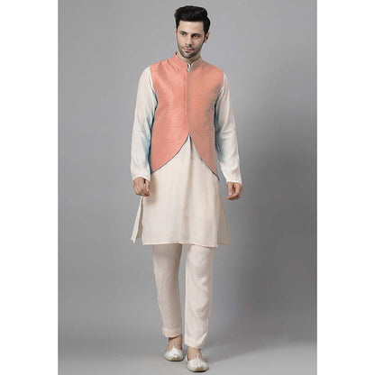 UTSAV FASHION Men Peach Kurta Pant with Jacket