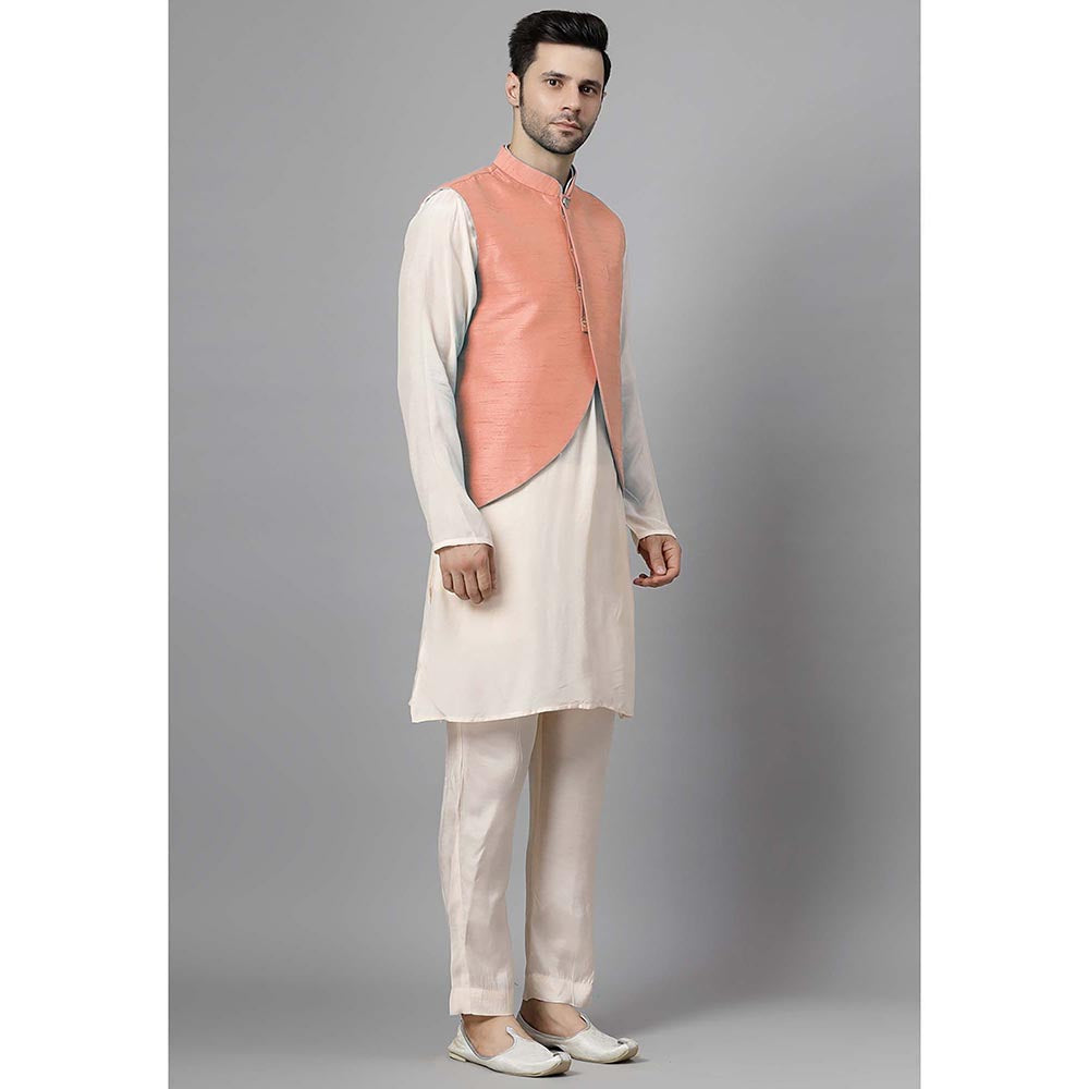 UTSAV FASHION Men Peach Kurta Pant with Jacket