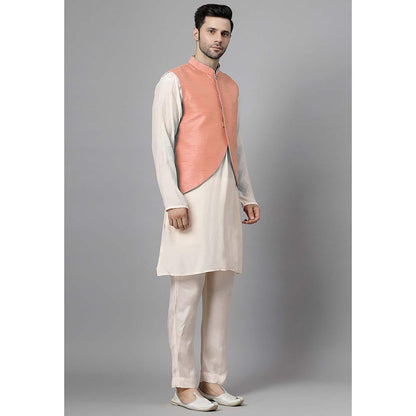 UTSAV FASHION Men Peach Kurta Pant with Jacket