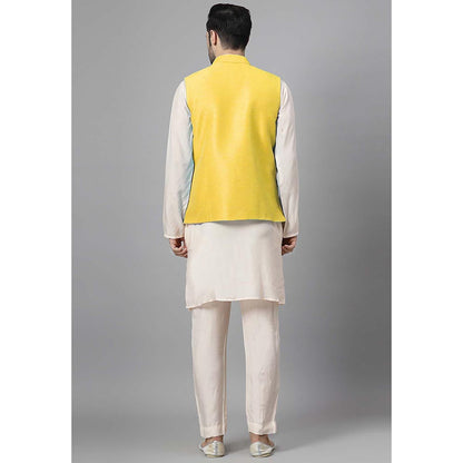 UTSAV FASHION Men Yellow Kurta Pant with Jacket