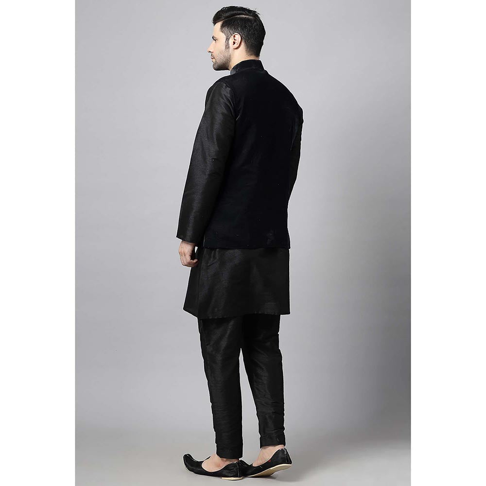 UTSAV FASHION Black Straight Kurta and Pant with Nehru jacket