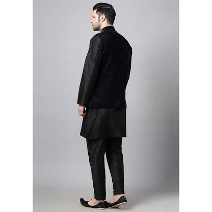 UTSAV FASHION Black Straight Kurta and Pant with Nehru jacket
