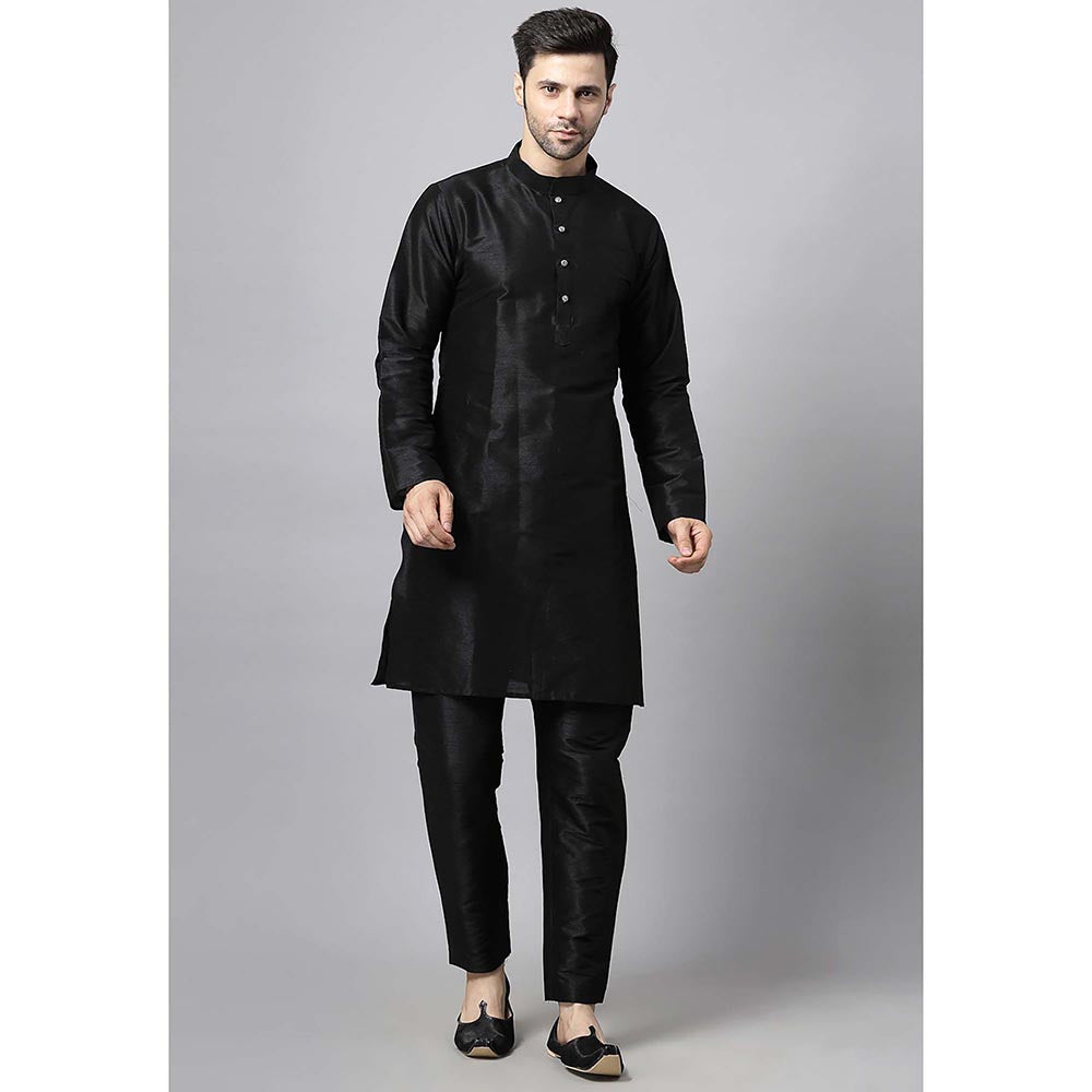 UTSAV FASHION Black Straight Kurta and Pant with Nehru jacket