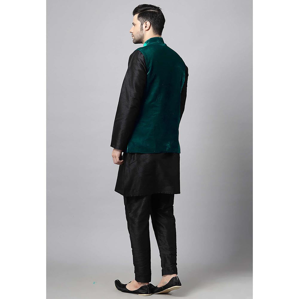 UTSAV FASHION Turquoise Straight Kurta and Pant with Nehru jacket