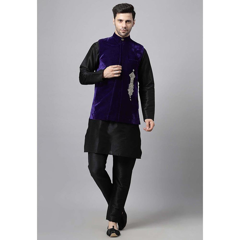 UTSAV FASHION Purple Straight Kurta and Pant with Nehru jacket