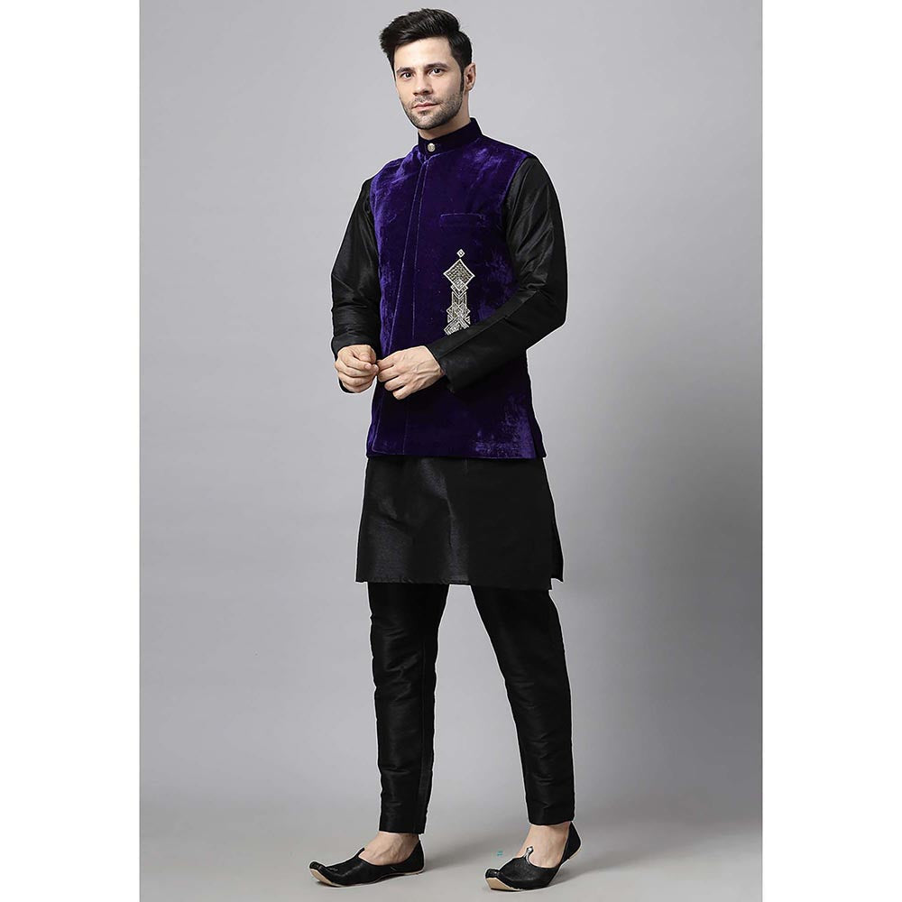 UTSAV FASHION Purple Straight Kurta and Pant with Nehru jacket