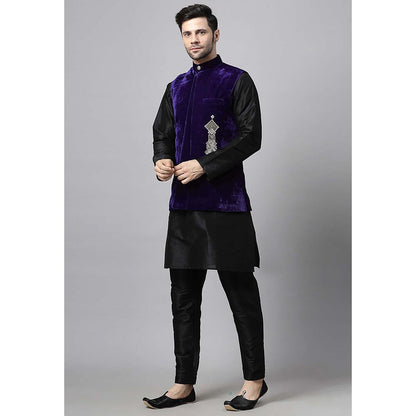 UTSAV FASHION Purple Straight Kurta and Pant with Nehru jacket