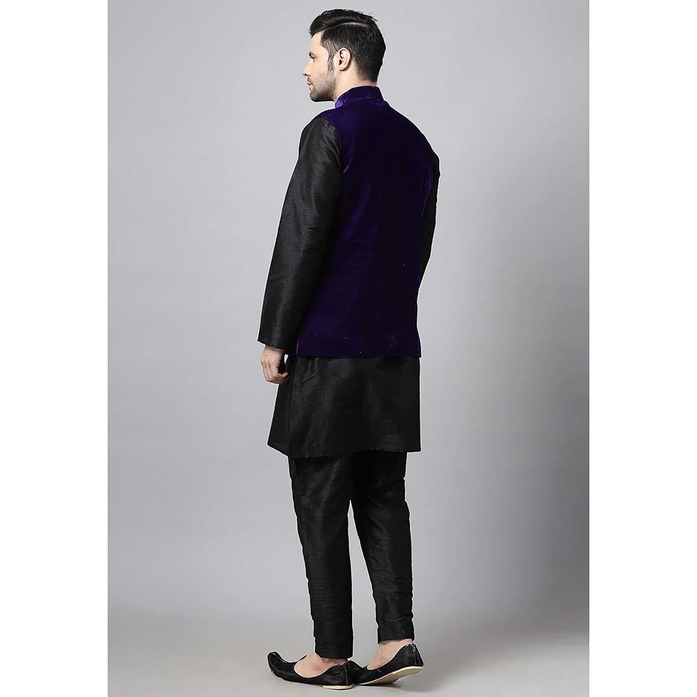 UTSAV FASHION Purple Straight Kurta and Pant with Nehru jacket