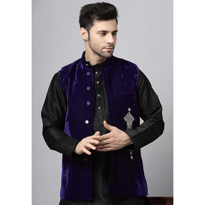 UTSAV FASHION Purple Straight Kurta and Pant with Nehru jacket