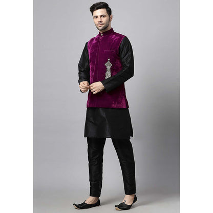 UTSAV FASHION Burgundy Straight Kurta and Pant with Nehru jacket