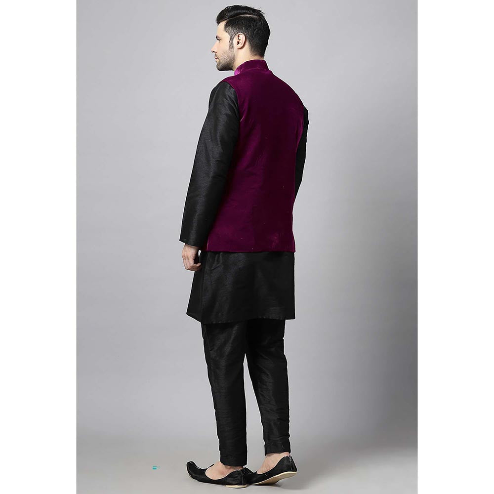 UTSAV FASHION Burgundy Straight Kurta and Pant with Nehru jacket