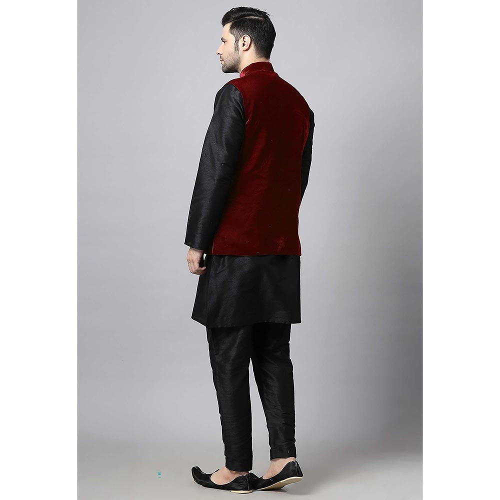 UTSAV FASHION Red Straight Kurta and Pant with Nehru jacket