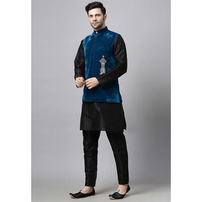 UTSAV FASHION Teal Straight Kurta and Pant with Nehru jacket