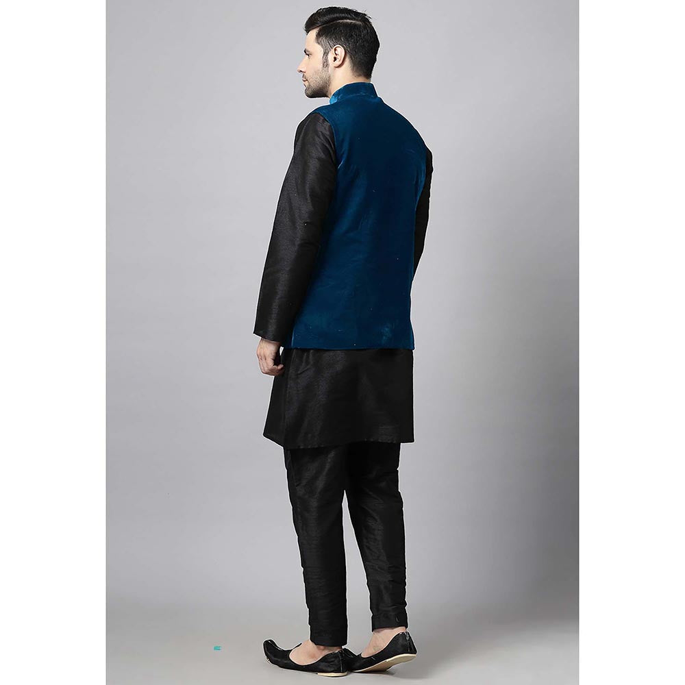 UTSAV FASHION Teal Straight Kurta and Pant with Nehru jacket