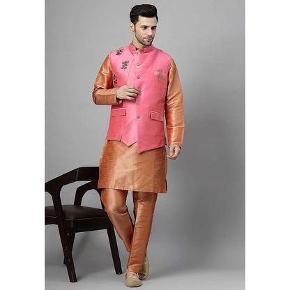 UTSAV FASHION Men Floral Embroidered Regular Beads and Stones Kurta with Pants