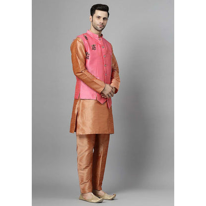 UTSAV FASHION Men Floral Embroidered Regular Beads and Stones Kurta with Pants