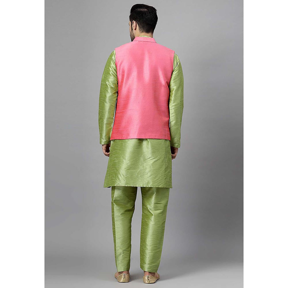 UTSAV FASHION Men Floral Regular Beads and Stones Kurta with Pant and Jacket