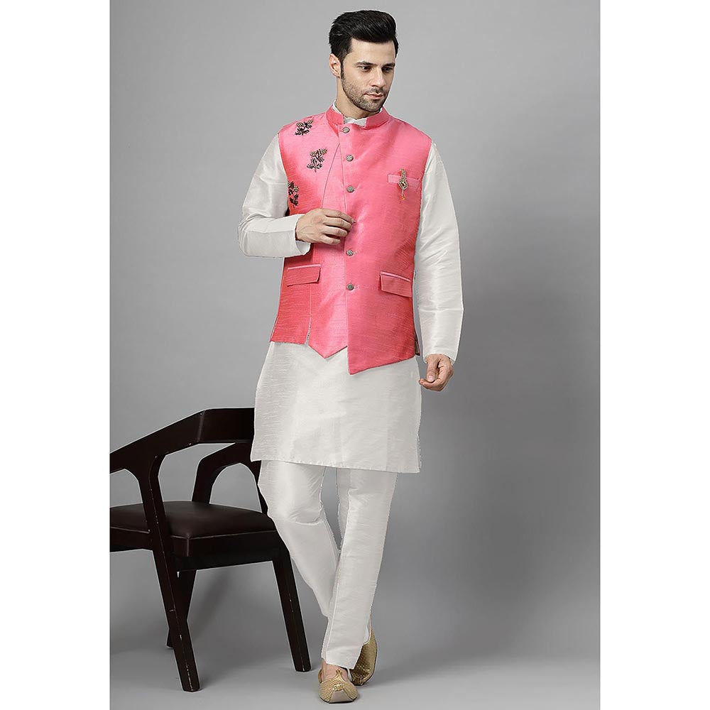 UTSAV FASHION Men Regular Beads and Stones Kurta Pant with Jacket