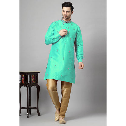 UTSAV FASHION Floral Turquoise Beads and Stones Straight Kurta and Pant