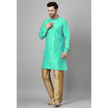 UTSAV FASHION Floral Turquoise Beads and Stones Straight Kurta and Pant