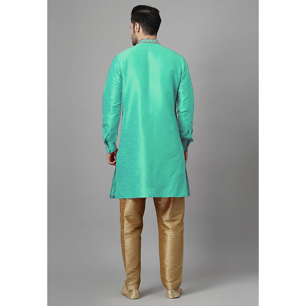 UTSAV FASHION Floral Turquoise Beads and Stones Straight Kurta and Pant