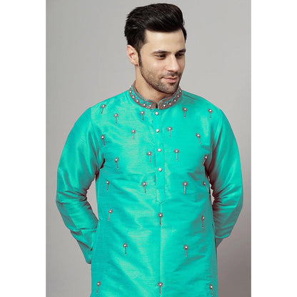 UTSAV FASHION Floral Turquoise Beads and Stones Straight Kurta and Pant