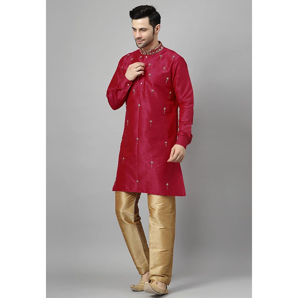 UTSAV FASHION Floral Pink Beads and Stones Straight Kurta and Pant