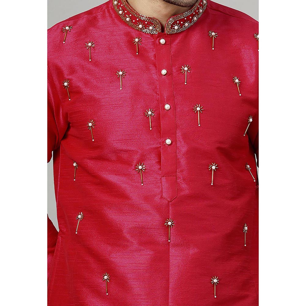 UTSAV FASHION Floral Pink Beads and Stones Straight Kurta and Pant