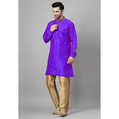 UTSAV FASHION Floral Purple Beads and Stones Straight Kurta and Pant
