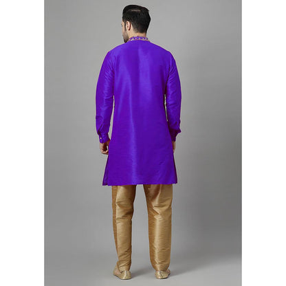 UTSAV FASHION Floral Purple Beads and Stones Straight Kurta and Pant