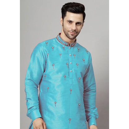 UTSAV FASHION Floral Blue Beads and Stones Straight Kurta and Pant