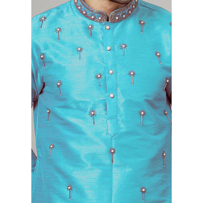 UTSAV FASHION Floral Blue Beads and Stones Straight Kurta and Pant