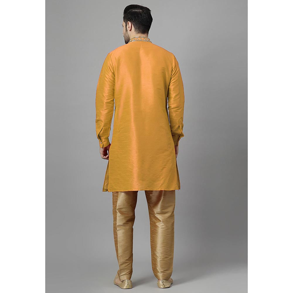 UTSAV FASHION Floral Mustard Beads and Stones Straight Kurta and Pant