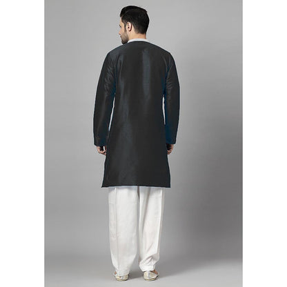 UTSAV FASHION Black Embellished Pleated Straight Kurta with Salwar
