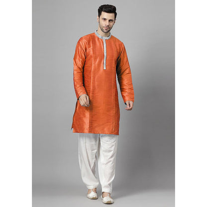 UTSAV FASHION Orange Embellished Pleated Straight Kurta with Salwar