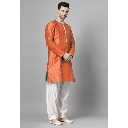 UTSAV FASHION Orange Embellished Pleated Straight Kurta with Salwar