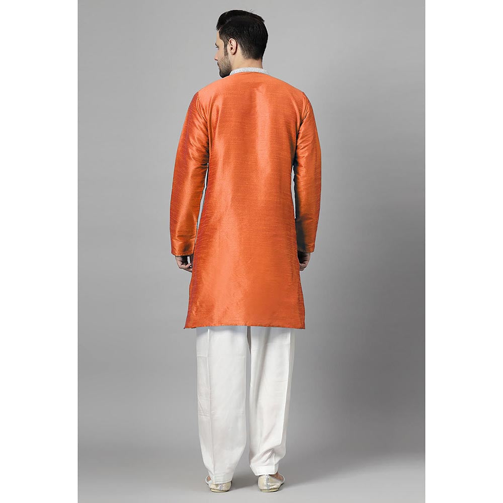 UTSAV FASHION Orange Embellished Pleated Straight Kurta with Salwar